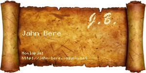 Jahn Bere névjegykártya